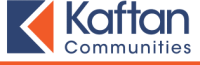 Logo of Kaftan Communities, featuring a stylized K design in orange and blue colors.